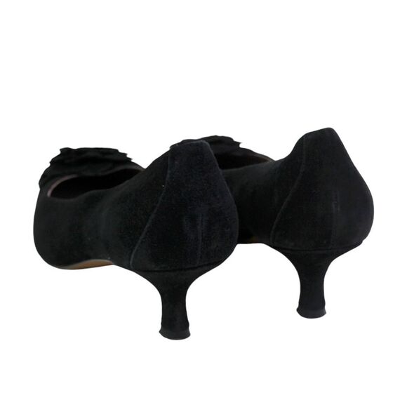 Donald Pliner BLACK GENUINE LEATHER SUEDE LOW HEEL CLASSIC PUMP SHOES Size 9M - Picture 4 of 11